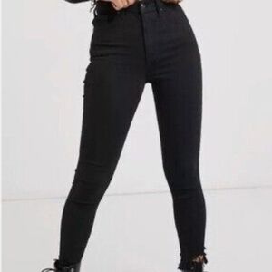 Topshop High Rise Joni jeans in Washed Black